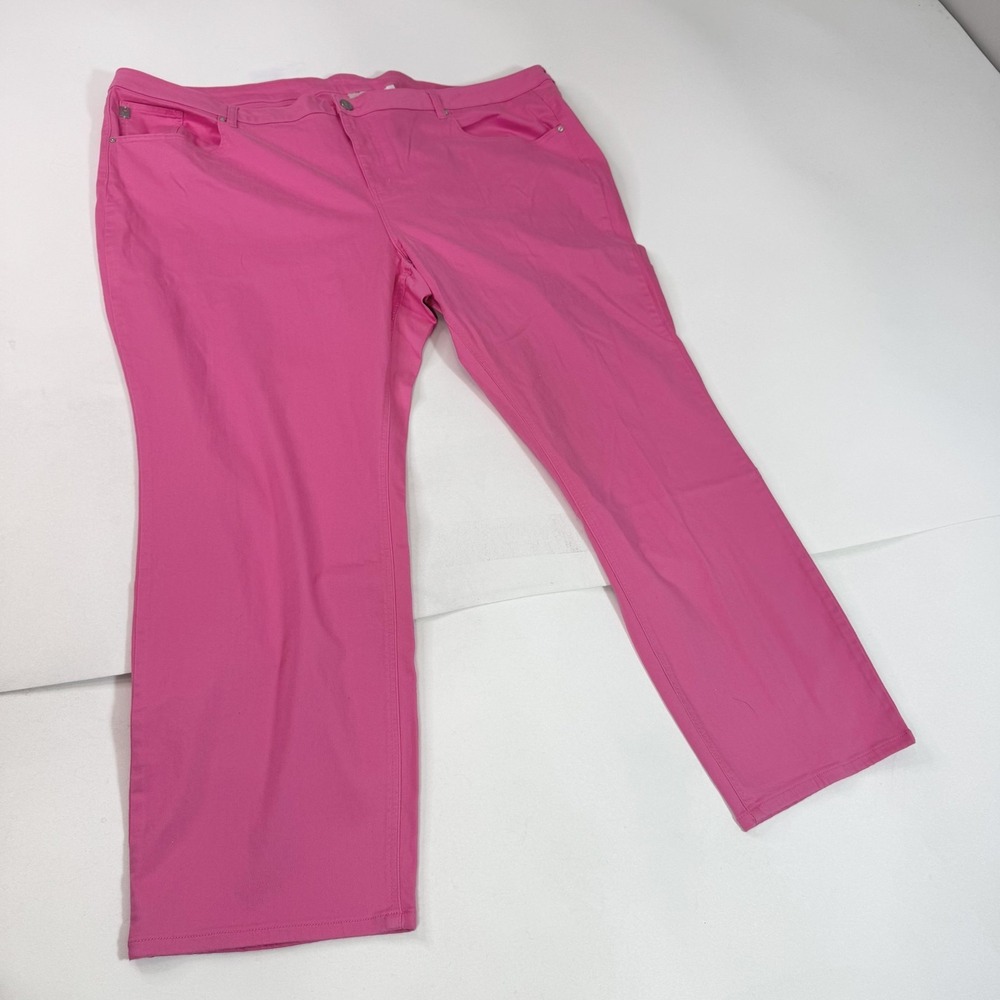 Belle By Kim Gravel Pants Womens 32W Pink Twill Chino Straight Leg Stretch